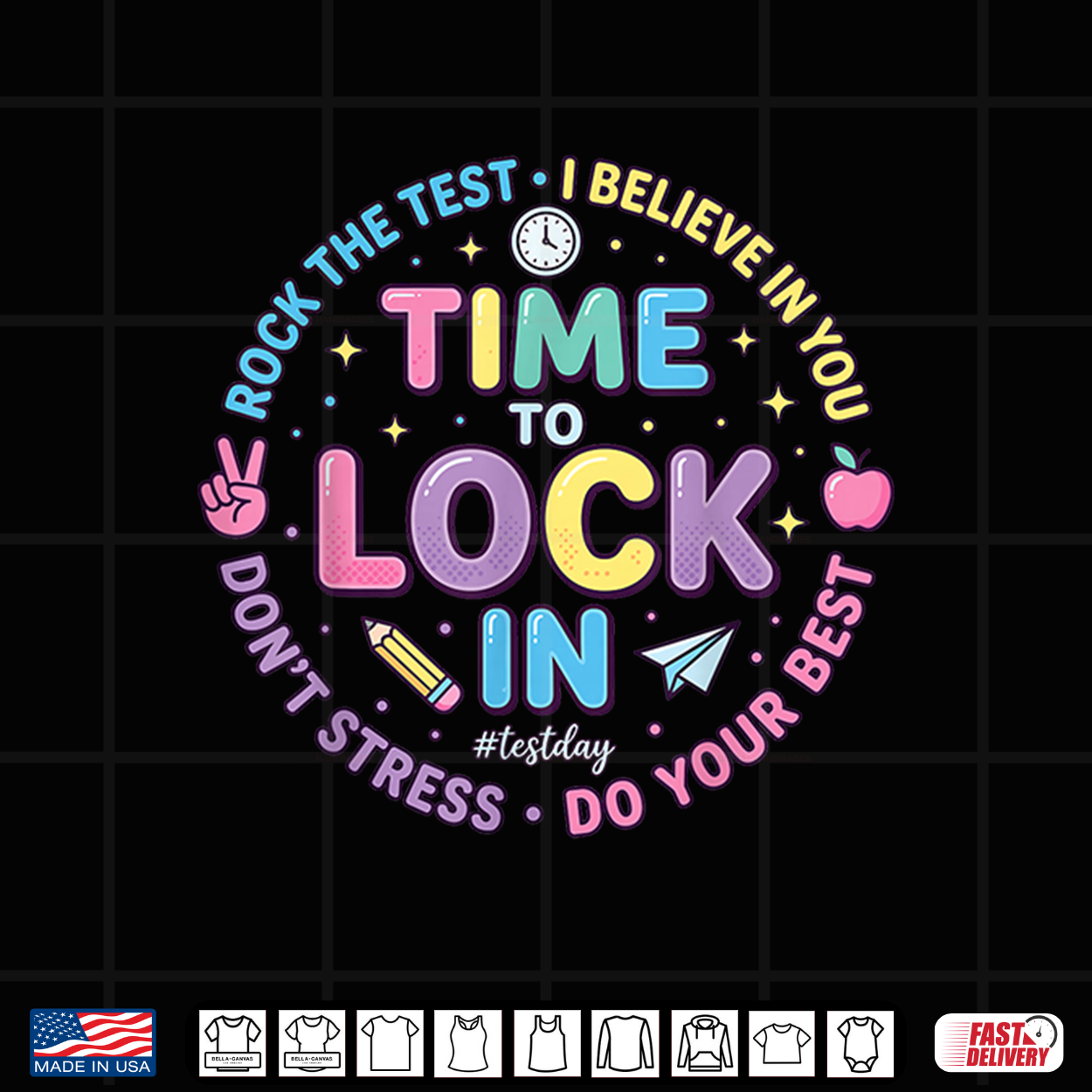 Time To Lock In Test Day Teacher Motivational State Testing Shirt Time To Lock In Test Day Teacher Motivational State Testing Shirt