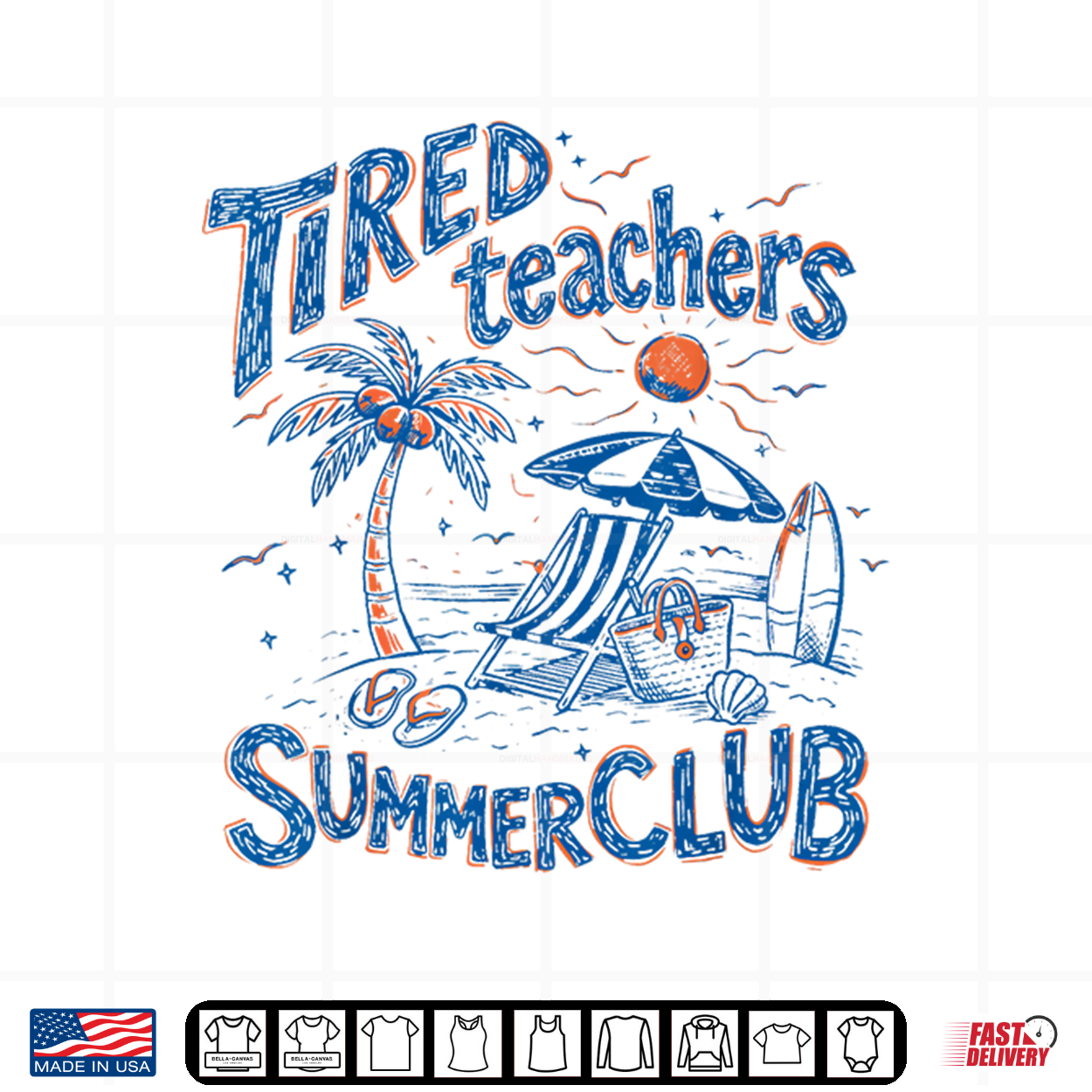 Tired Teacher Summer Club Last Day Of School End Of Year Shirt