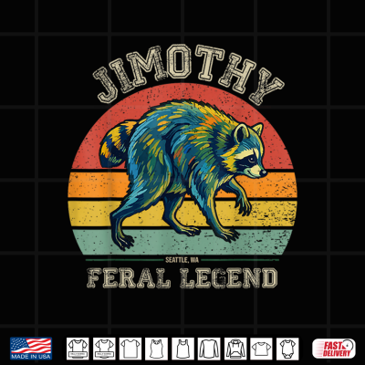 Design Vintage Jimothy Raccoon Feral Legend Meme Shirt