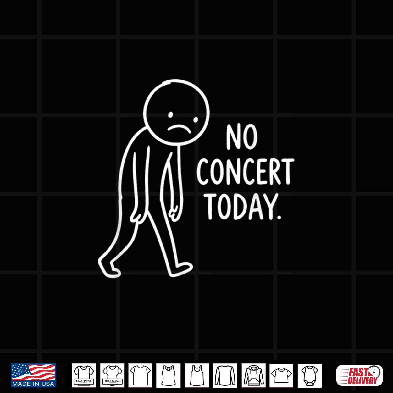 Funny Sad Stick Figure No Concert Today Music Lover Humor Shirt