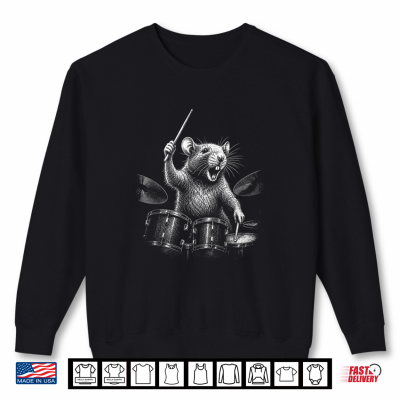Sweatshirt Rat Playing Drums Funny Drummer Shirt