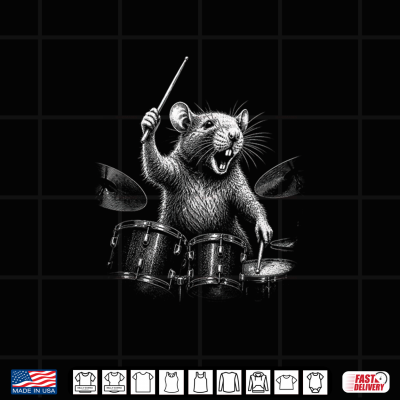 Design Rat Playing Drums Funny Drummer Shirt