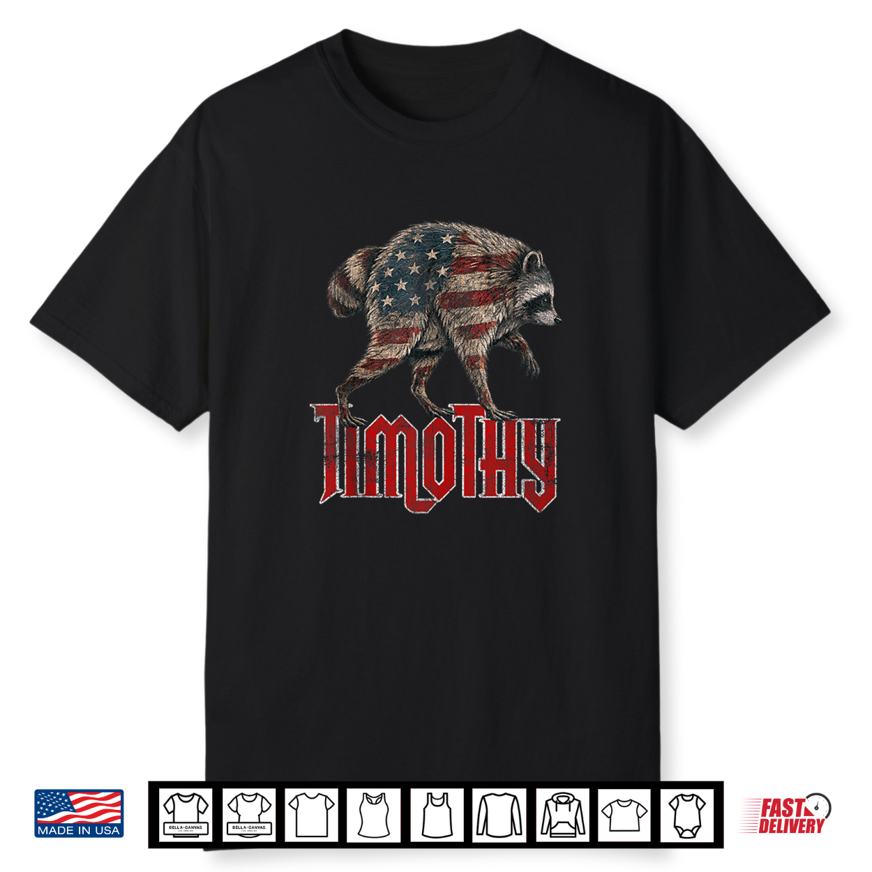 Vintage Raccoon Jimothy American Usa Flag Raccoons Fans Shirt