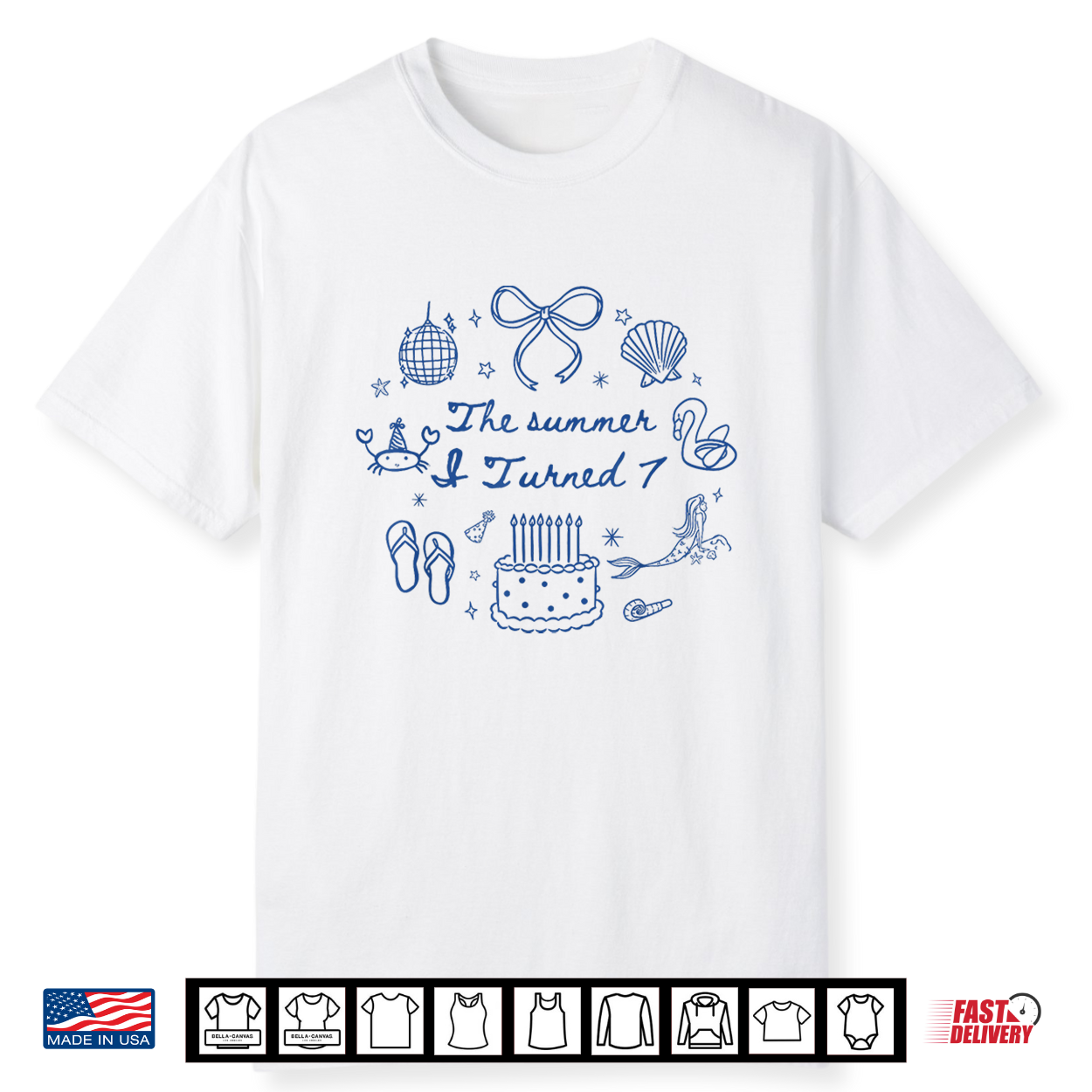 Preppy Coquette Summer I Turned 7 Birthday Girl Beach Trip Shirt Preppy Coquette Summer I Turned 7 Birthday Girl Beach Trip Shirt