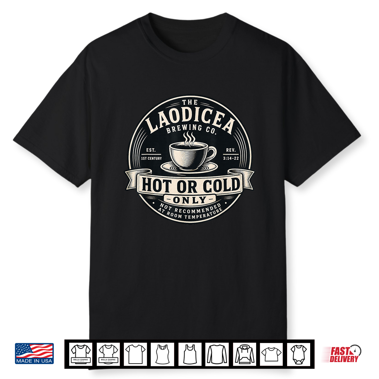 Vintage Coffee Lover Laodicea Bible Verse Joke Shirt