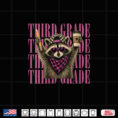 Design Funny Third 3rd Grade Teacher Feral Raccoon Back To School Shirt