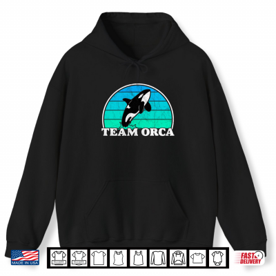 Hoodie Team Orca Whale Ocean Retro Sunset Shirt