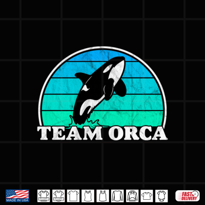 Design Team Orca Whale Ocean Retro Sunset Shirt