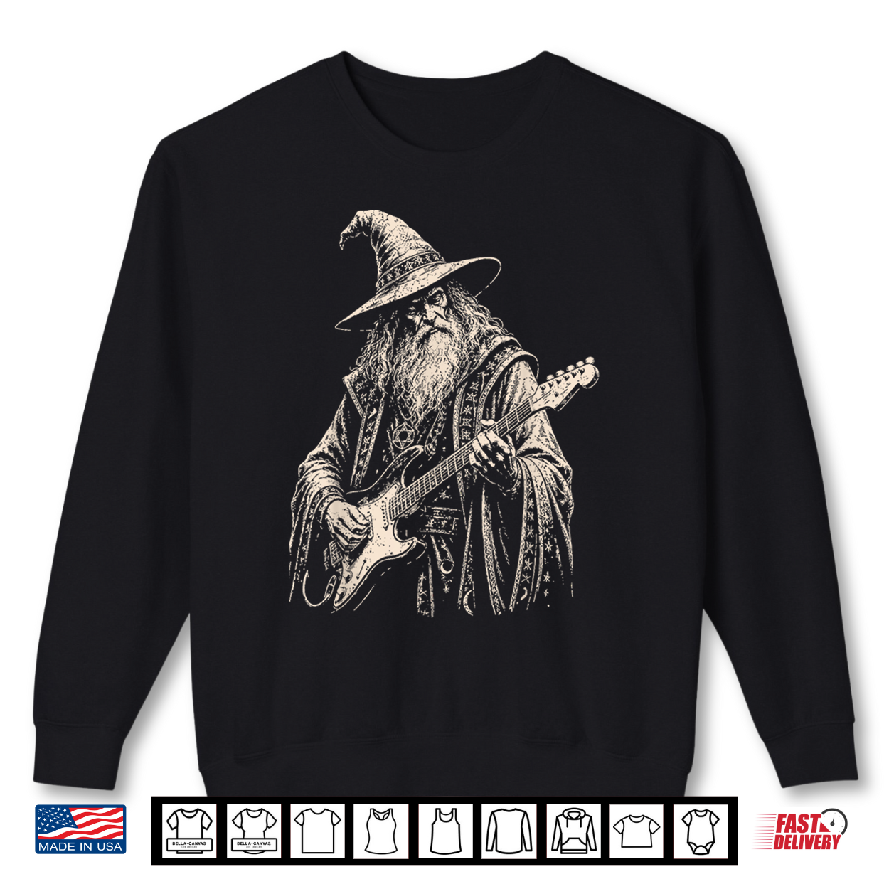 Electric Guitar Wizard Rock Star Fantasy Guitarist Meme Shirt