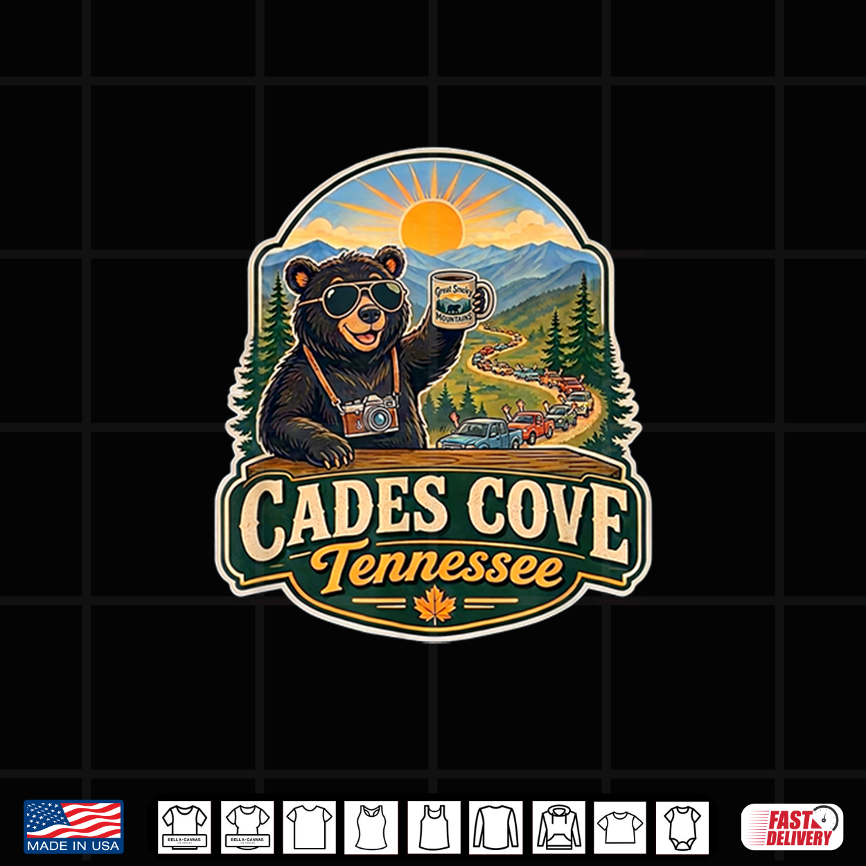 Funny Waving Cades Cove Bear Great Smoky Mountains Shirt