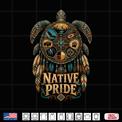 Design Mens Sea Turtle Native American Indigenous Pride Shirt