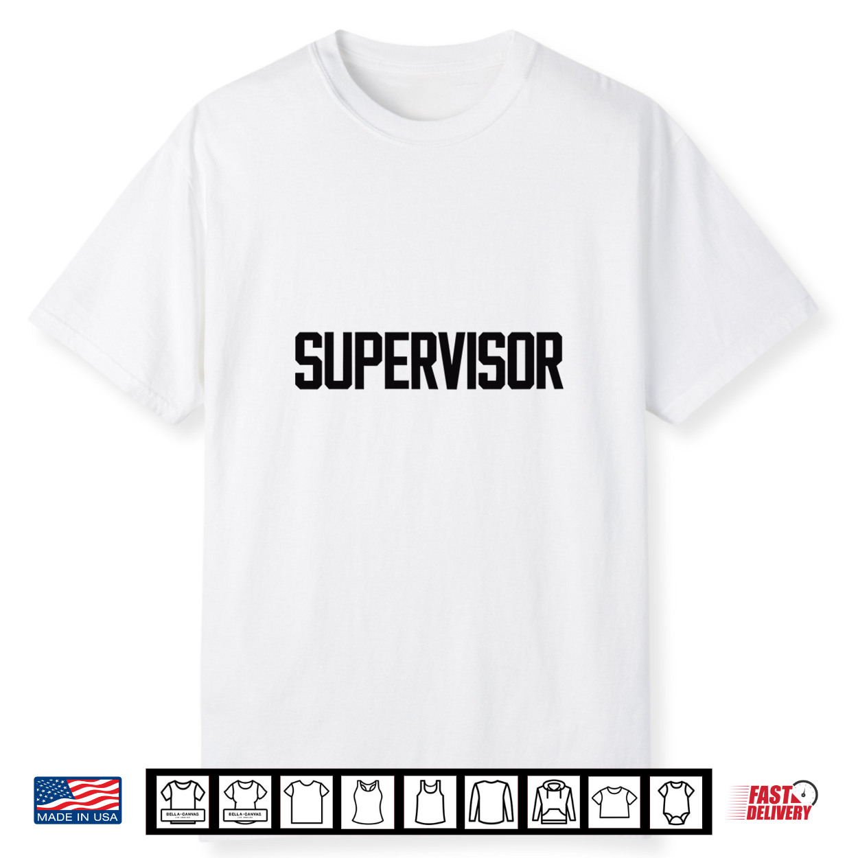 Supervisor Black Back Print Text Design For Identification Shirt