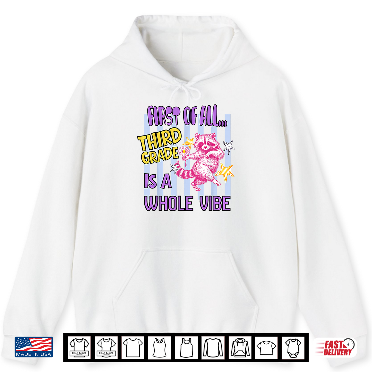 First Of All Third Grade Is A Whole Vibe Raccoon Teacher Shirt