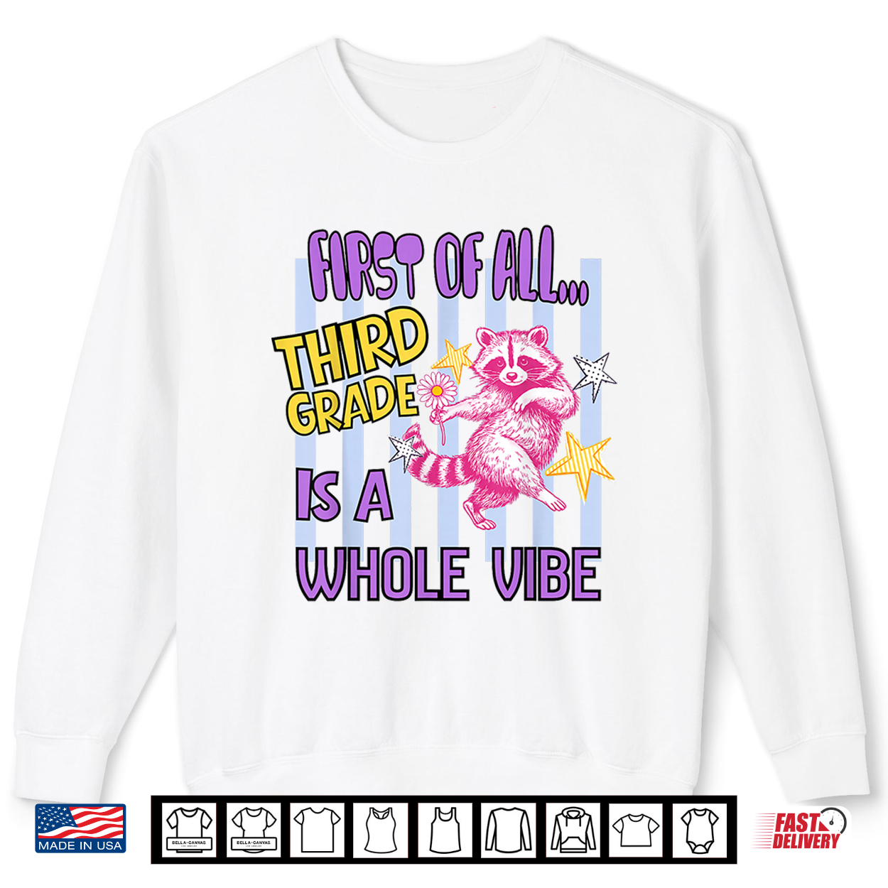 First Of All Third Grade Is A Whole Vibe Raccoon Teacher Shirt