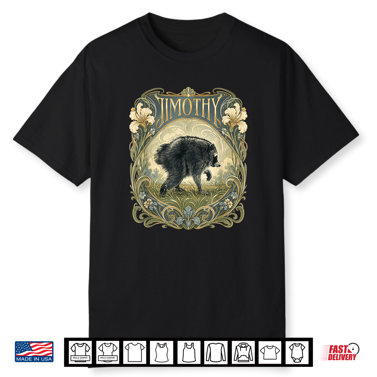 Jimothy Raccoon Art Nouveau Vintage Poster Seattle Shirt