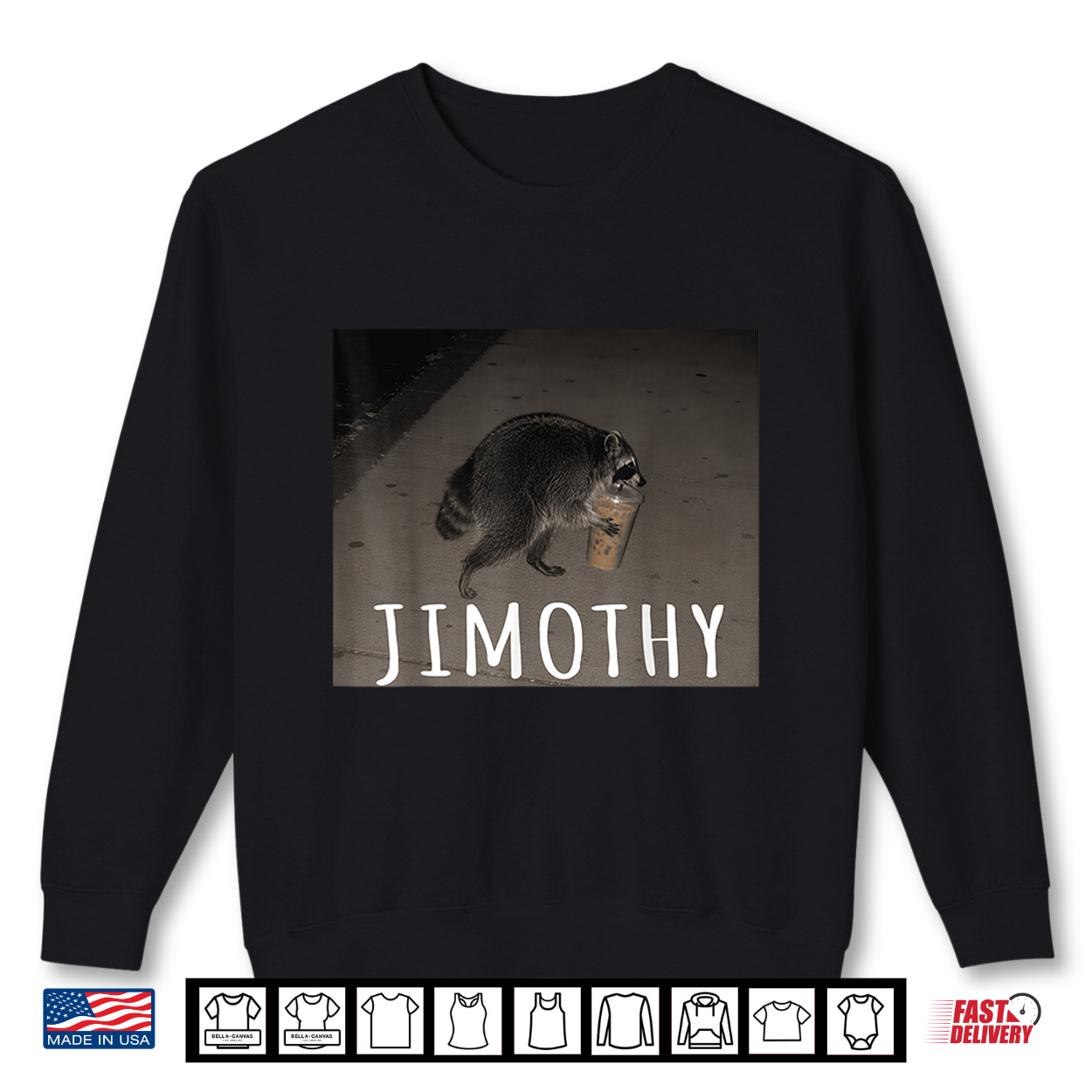 Jimothy Timothy Raccoon Meme Drinking Iced Coffee Funny Shirt