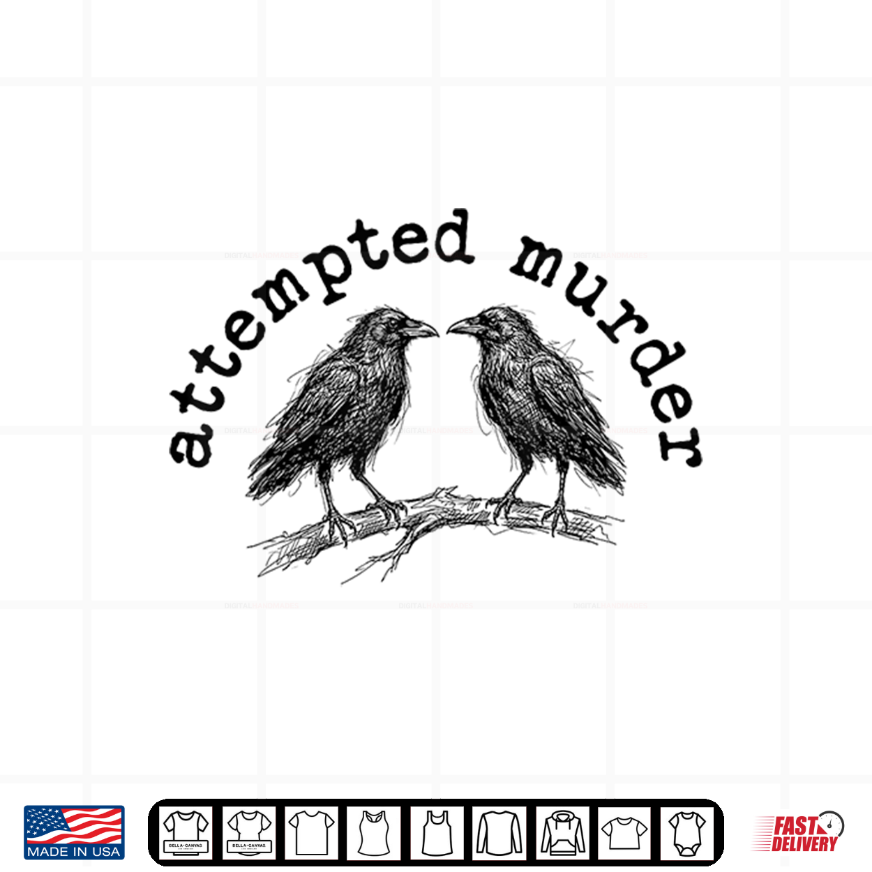 Attempted Murder Two Crows Funny Bird Pun Halloween Shirt