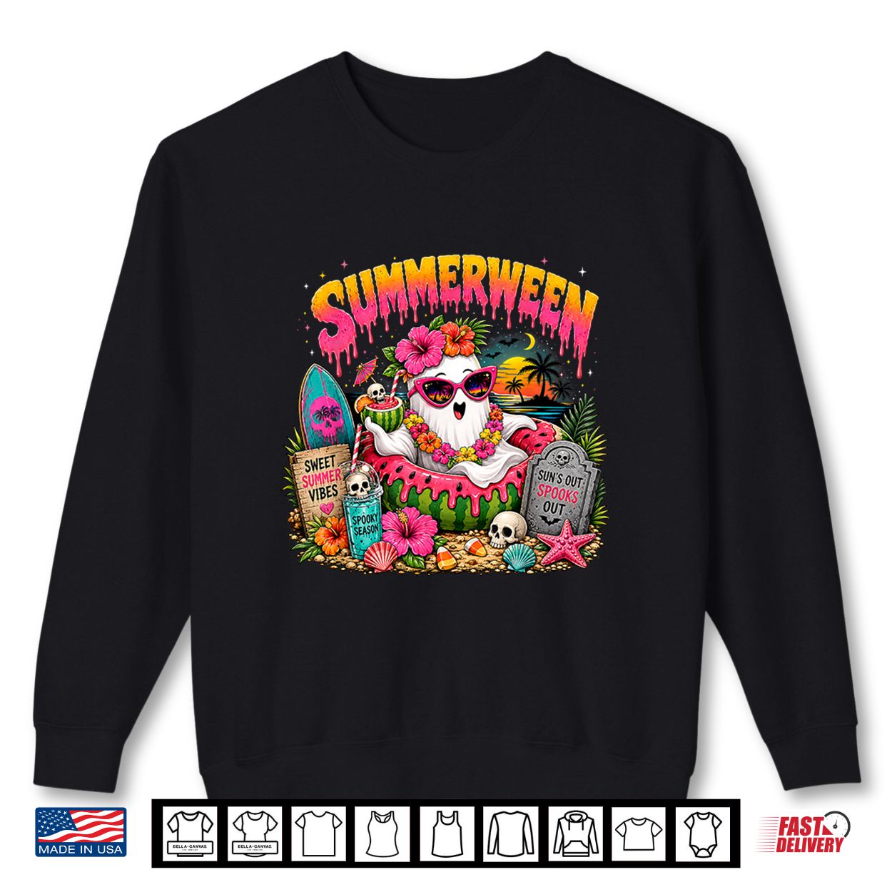 Cute Summerween Spooky Season Girls Halloween In July Beach Shirt
