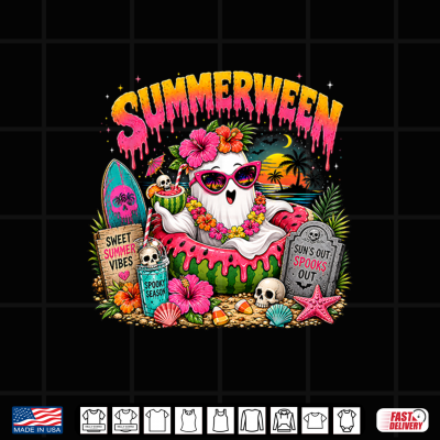 Design Cute Summerween Spooky Season Girls Halloween In July Beach Shirt