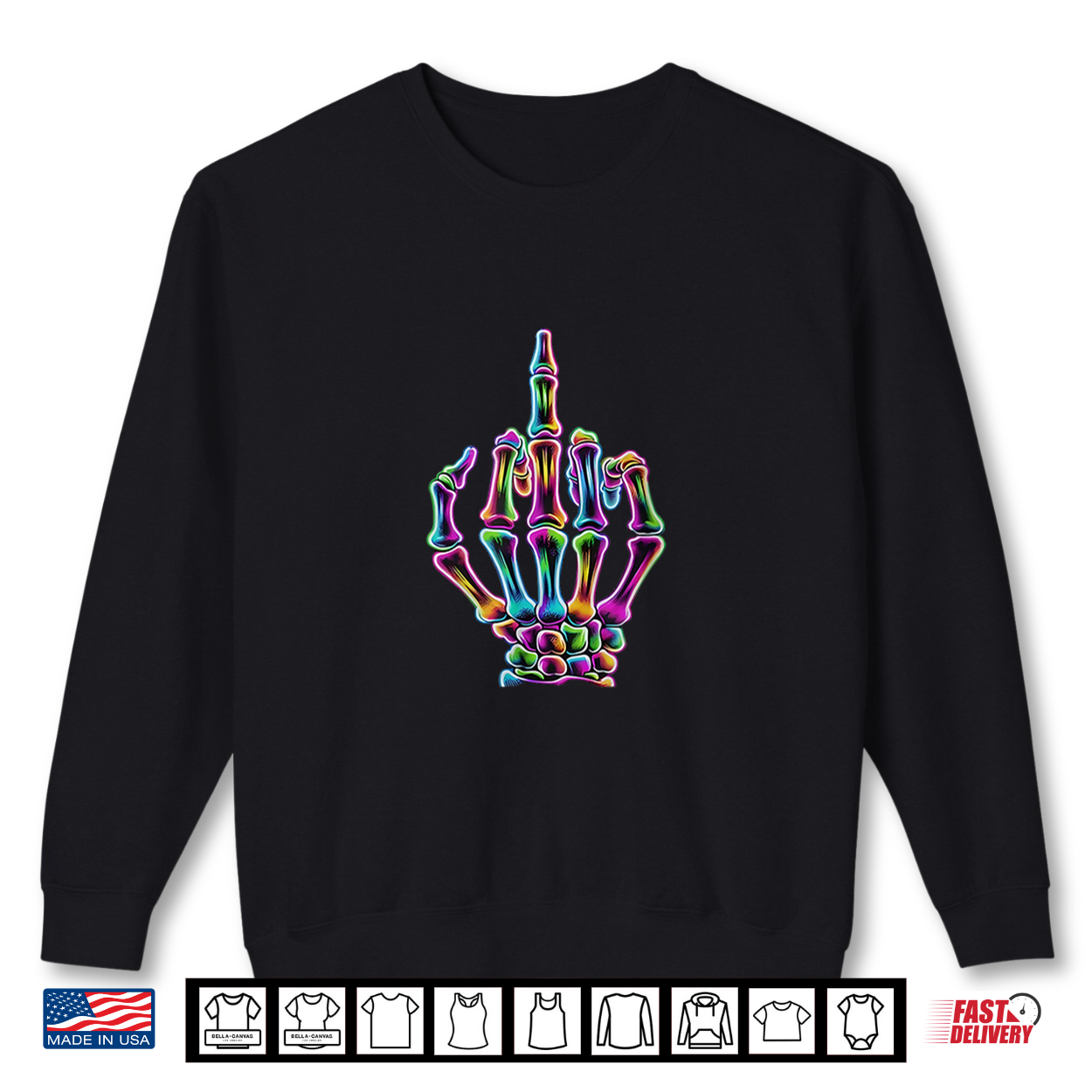 Funny Middle Finger Tie Dye Skeleton Tee Skull Adult Sarcasm Shirt