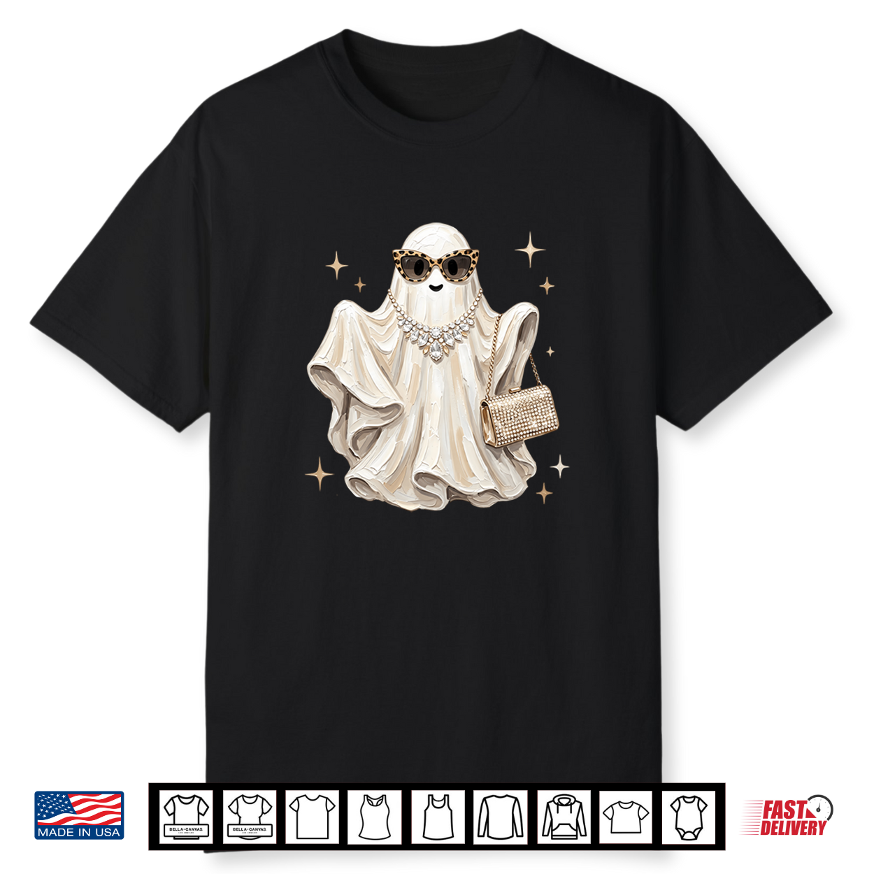 Glam Halloween Ghost Girl Spooky Autumn Diva Girls Women Shirt
