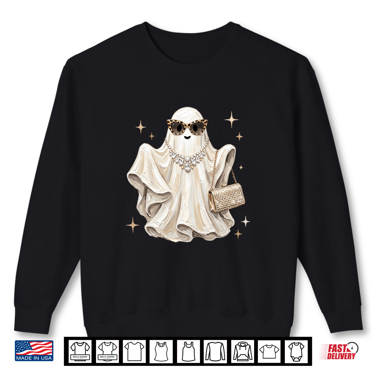 Glam Halloween Ghost Girl Spooky Autumn Diva Girls Women Shirt