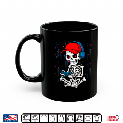 Mug Funny Skeleton Skull Video Gamer Halloween Outfit Men Boys Shirt
