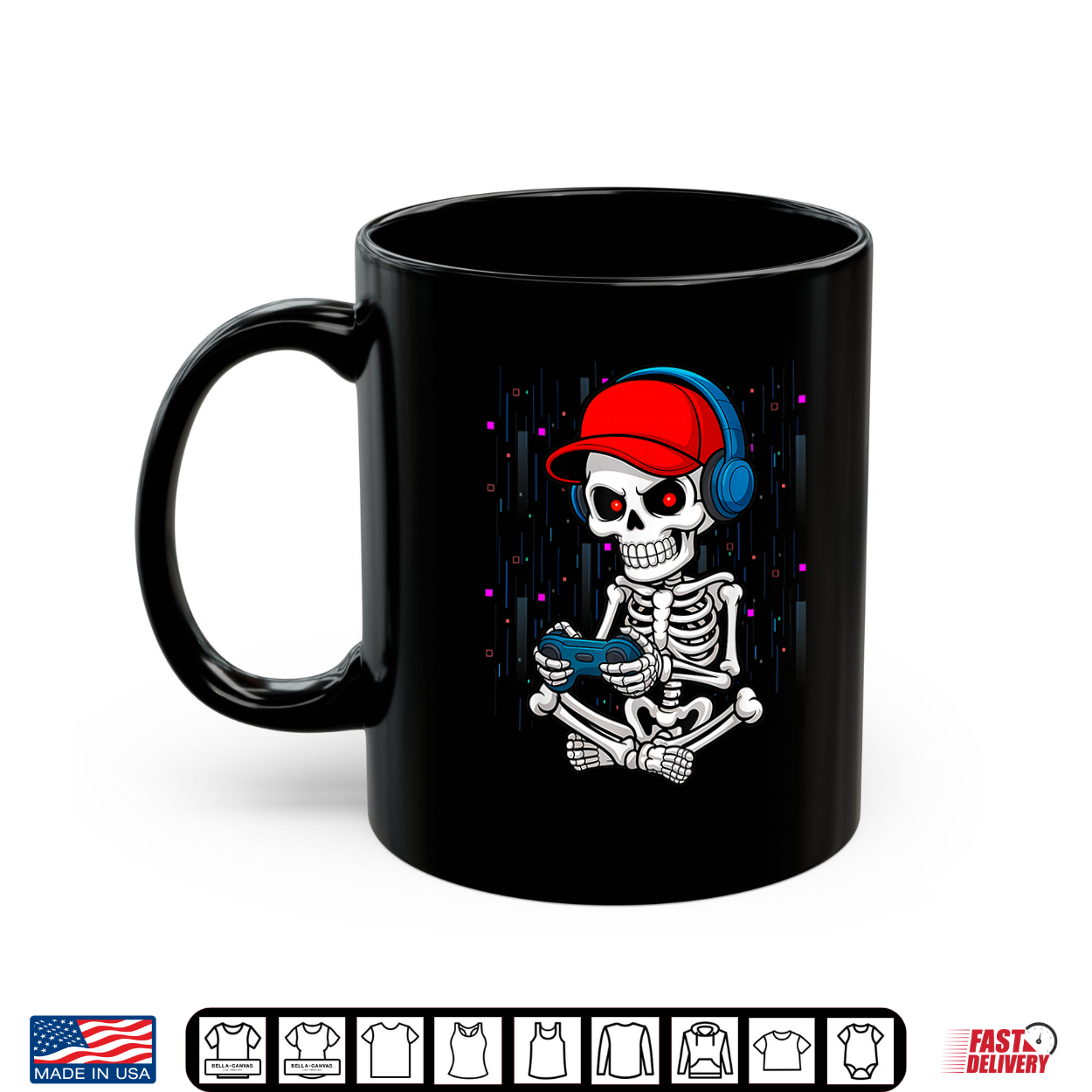 Funny Skeleton Skull Video Gamer Halloween Outfit Men Boys Shirt
