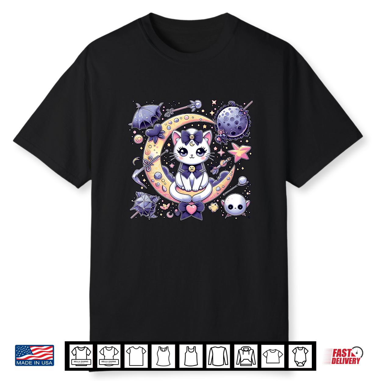 Sailor Meow Cute Moon Cat Space Magic Gothic Halloween Shirt