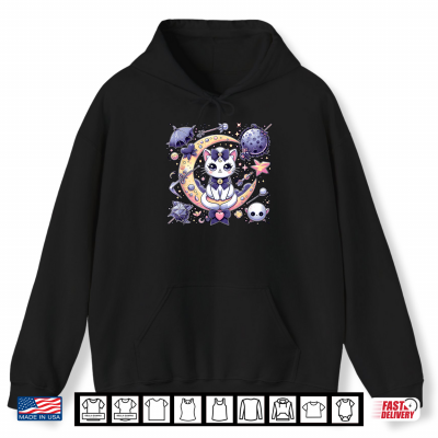 Hoodie Sailor Meow Cute Moon Cat Space Magic Gothic Halloween Shirt