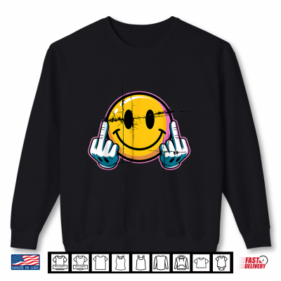 Sweatshirt Retro Vintage Smile Face Funny Middle Finger Graphic Shirt