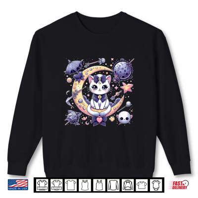 Sweatshirt Sailor Meow Cute Moon Cat Space Magic Gothic Halloween Shirt