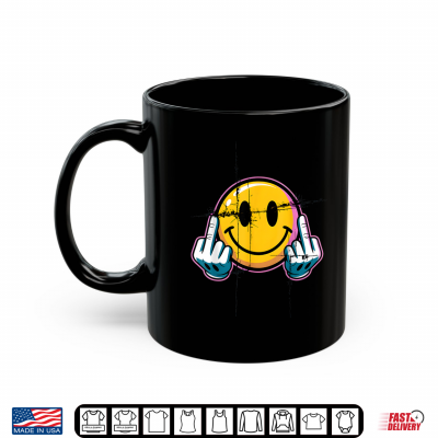 Mug Retro Vintage Smile Face Funny Middle Finger Graphic Shirt