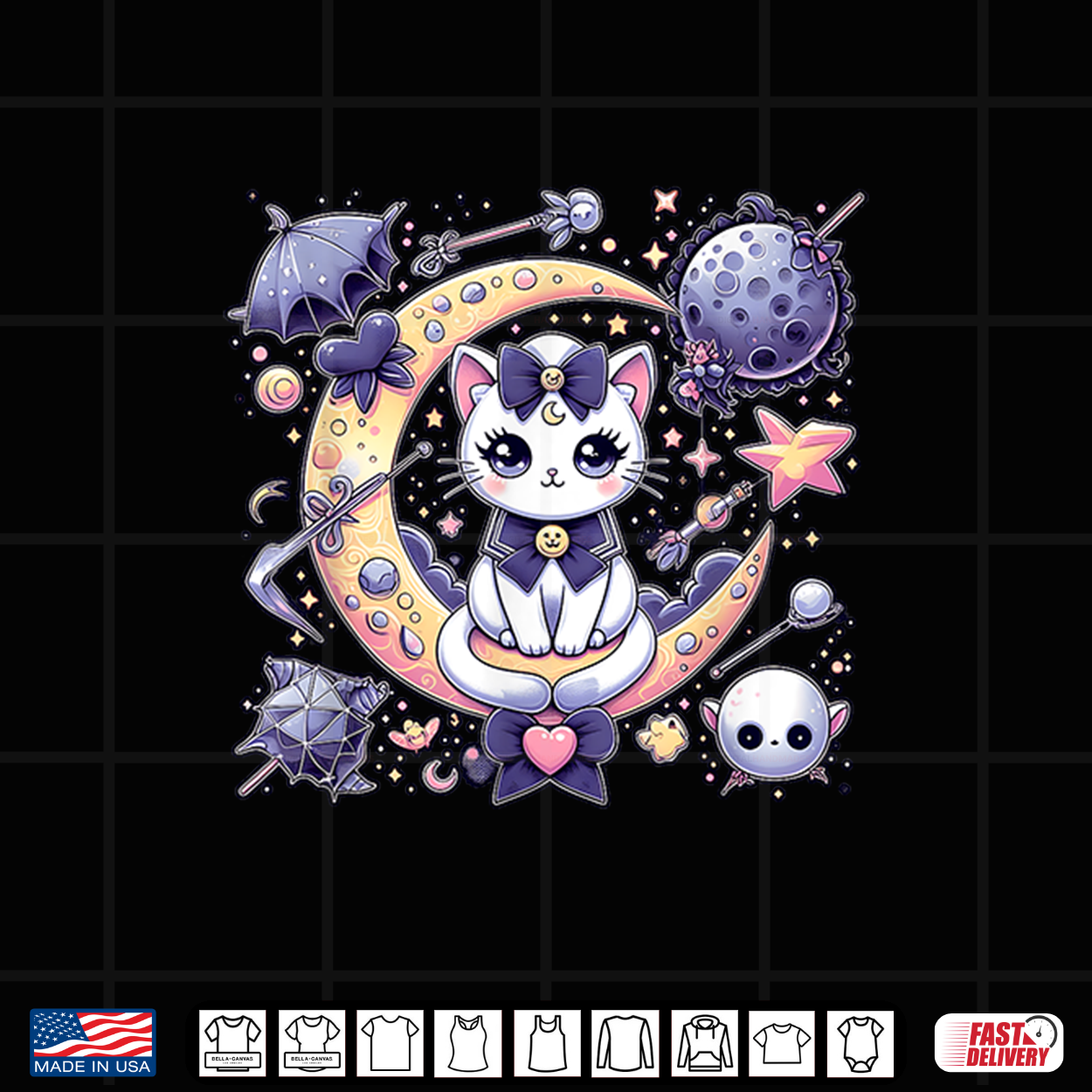 Sailor Meow Cute Moon Cat Space Magic Gothic Halloween Shirt