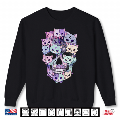 Sweatshirt Creepy Cute Cat Skull Halloween Aesthetic Kawaii Kitty Shirt