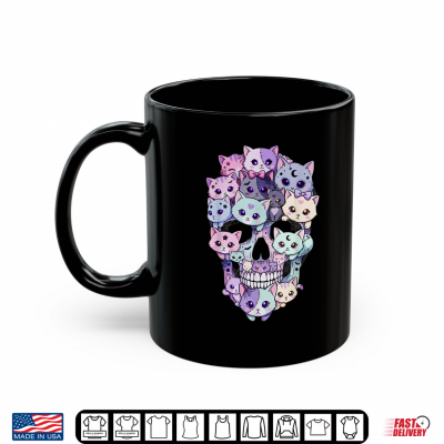 Mug Creepy Cute Cat Skull Halloween Aesthetic Kawaii Kitty Shirt