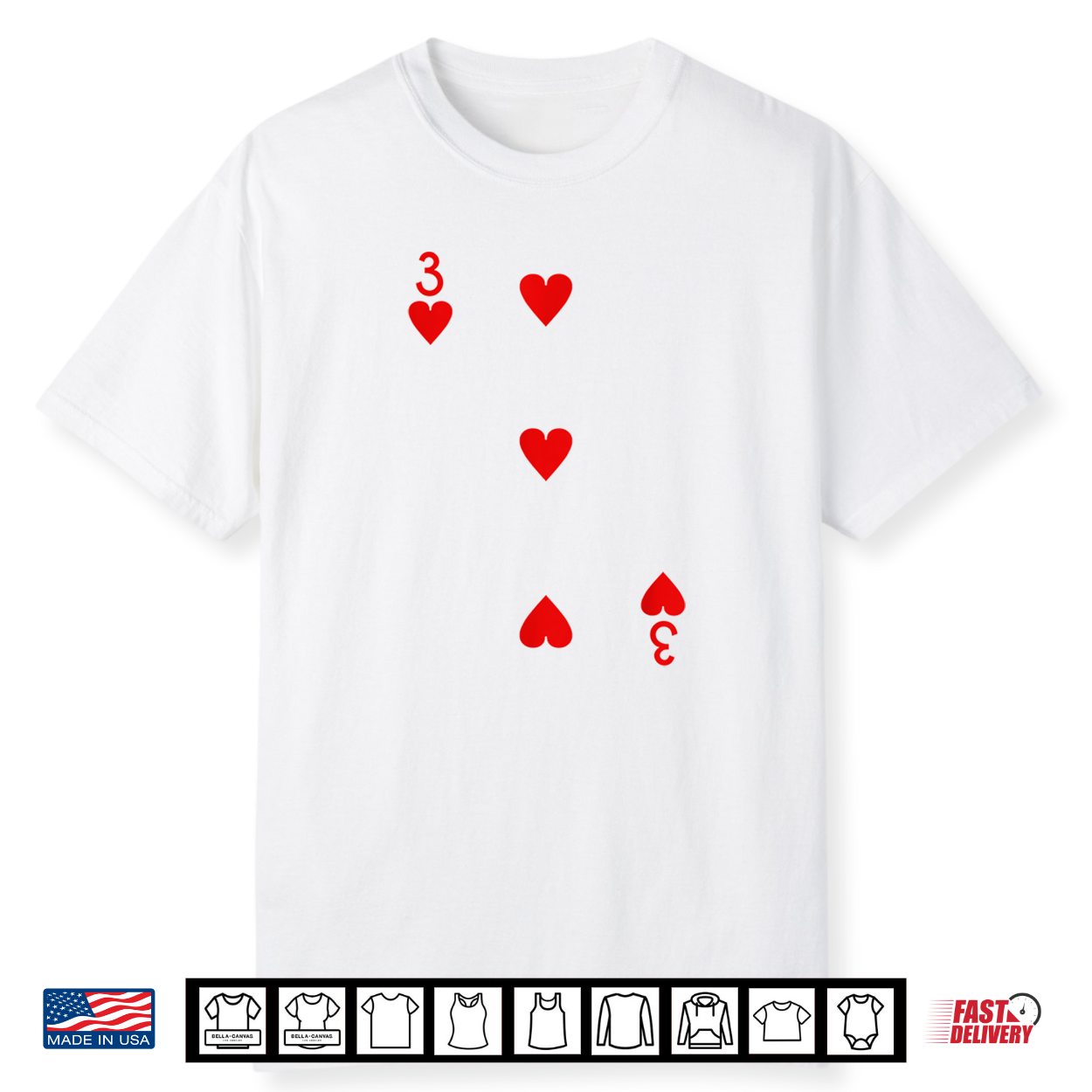 Three Of Hearts Deck Of Cards Playing Cards Halloween Poker Shirt