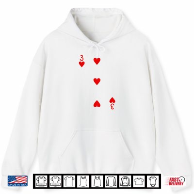 Hoodie Three Of Hearts Deck Of Cards Playing Cards Halloween Poker Shirt