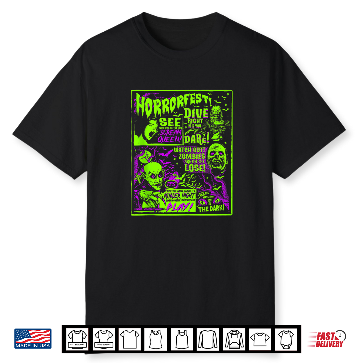 Vintage Horrorfest Halloween Movie Poster Old Time Horror Shirt