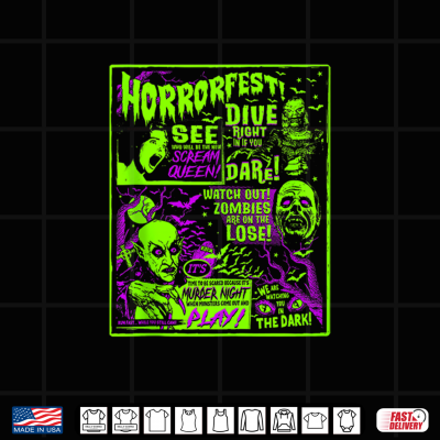 Design Vintage Horrorfest Halloween Movie Poster Old Time Horror Shirt