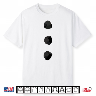 Snowman Costume Three Black Buttons On White Shirt