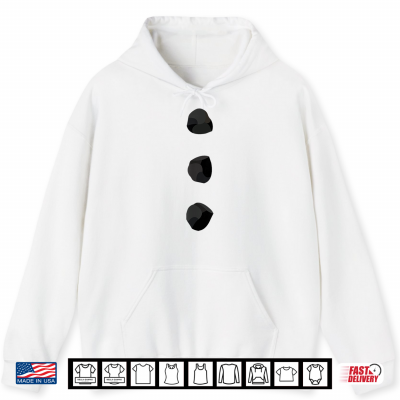 Hoodie Snowman Costume Three Black Buttons On White Shirt