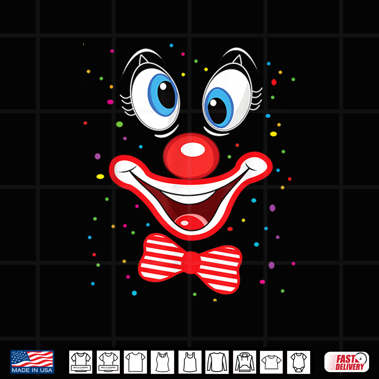 Carnival Clown Face Circus Costume Kids Men Women Carnivals Shirt