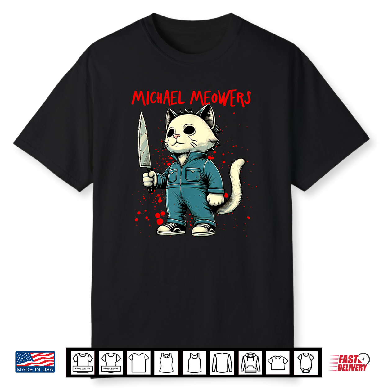 Funny Cat Horror Movies Cute Halloween For Cat Kitty Lovers Shirt