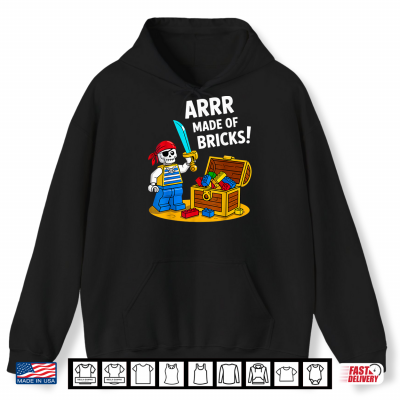 Hoodie Halloween Bricks Pirate Skeleton Builder Blocks Building Toy Shirt