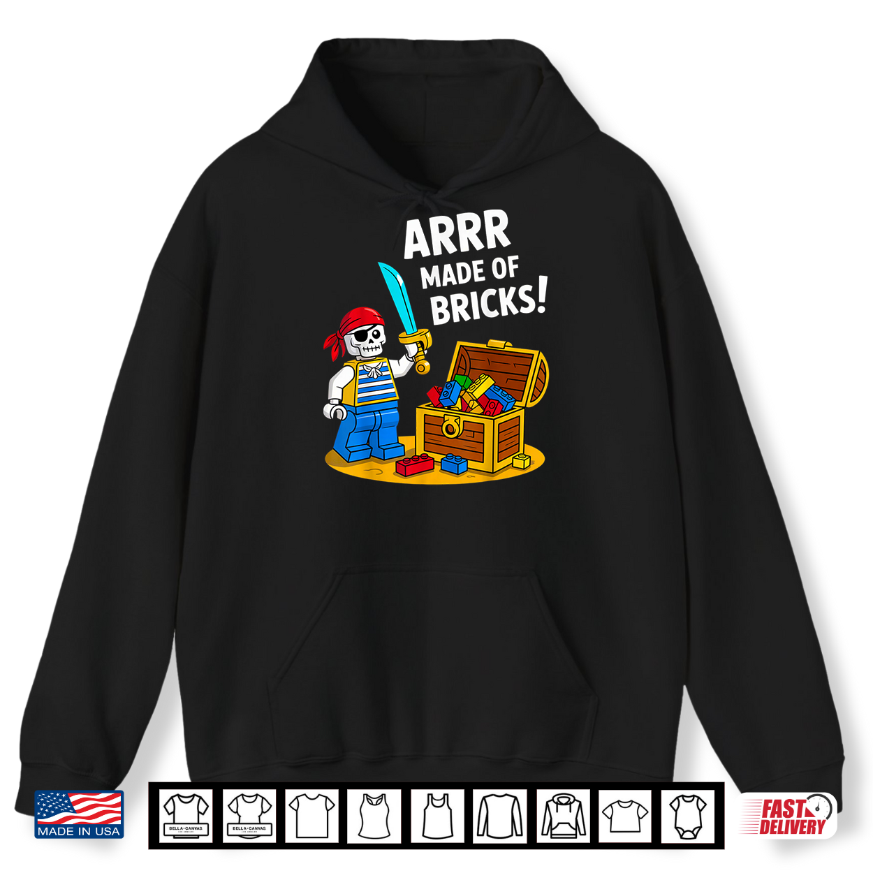 Halloween Bricks Pirate Skeleton Builder Blocks Building Toy Shirt