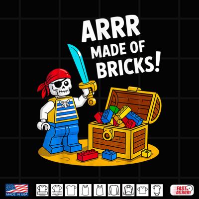 Design Halloween Bricks Pirate Skeleton Builder Blocks Building Toy Shirt